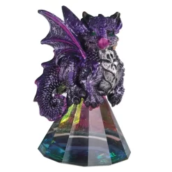 F.C Design FC Design 3.5"H Purple Dragon Standing On Pyramid Glass Statue Fantasy Decoration Figurine