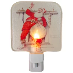 Christmas Central 6" Norman Rockwell 'Filling The Stocking' Glass Christmas Night Light