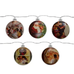 Christmas Central Set Of 5 Norman Rockwell Glass Christmas Disc Lights