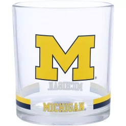 Michigan Wolverines 10oz. Banded Rocks Glass