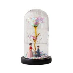 Upseller LED Eternal Rose Flower In Glass Enchanted Forever Rose For Valentines Xmas Gift (Multi)