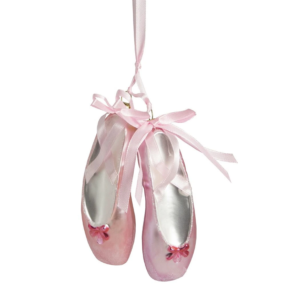 Christmas Central 4.5" Pink Ballet Slippers Glass Christmas Ornament