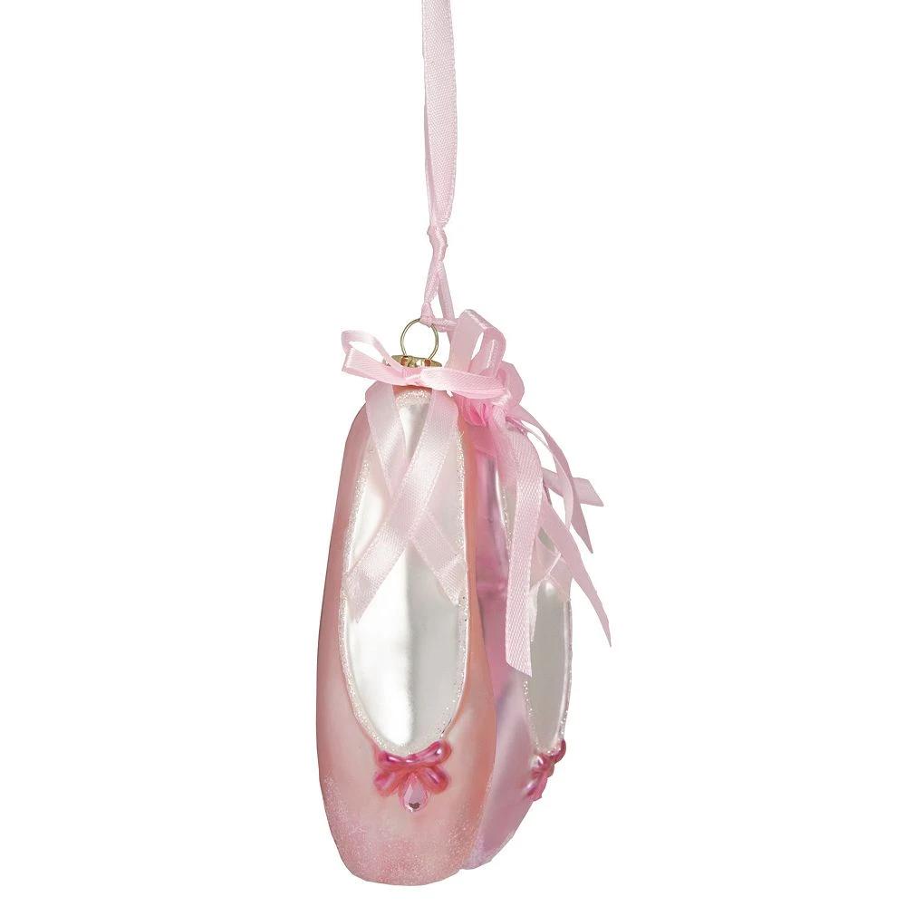 Christmas Central 4.5" Pink Ballet Slippers Glass Christmas Ornament - Image 3