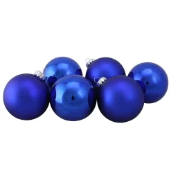 Christmas Central 6ct Shiny And Matte Royal Blue Glass Ball Christmas Ornaments 3.25" (80mm)