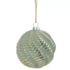 Christmas Central 4-Inch Green And Gold Glass Ball Christmas Ornament