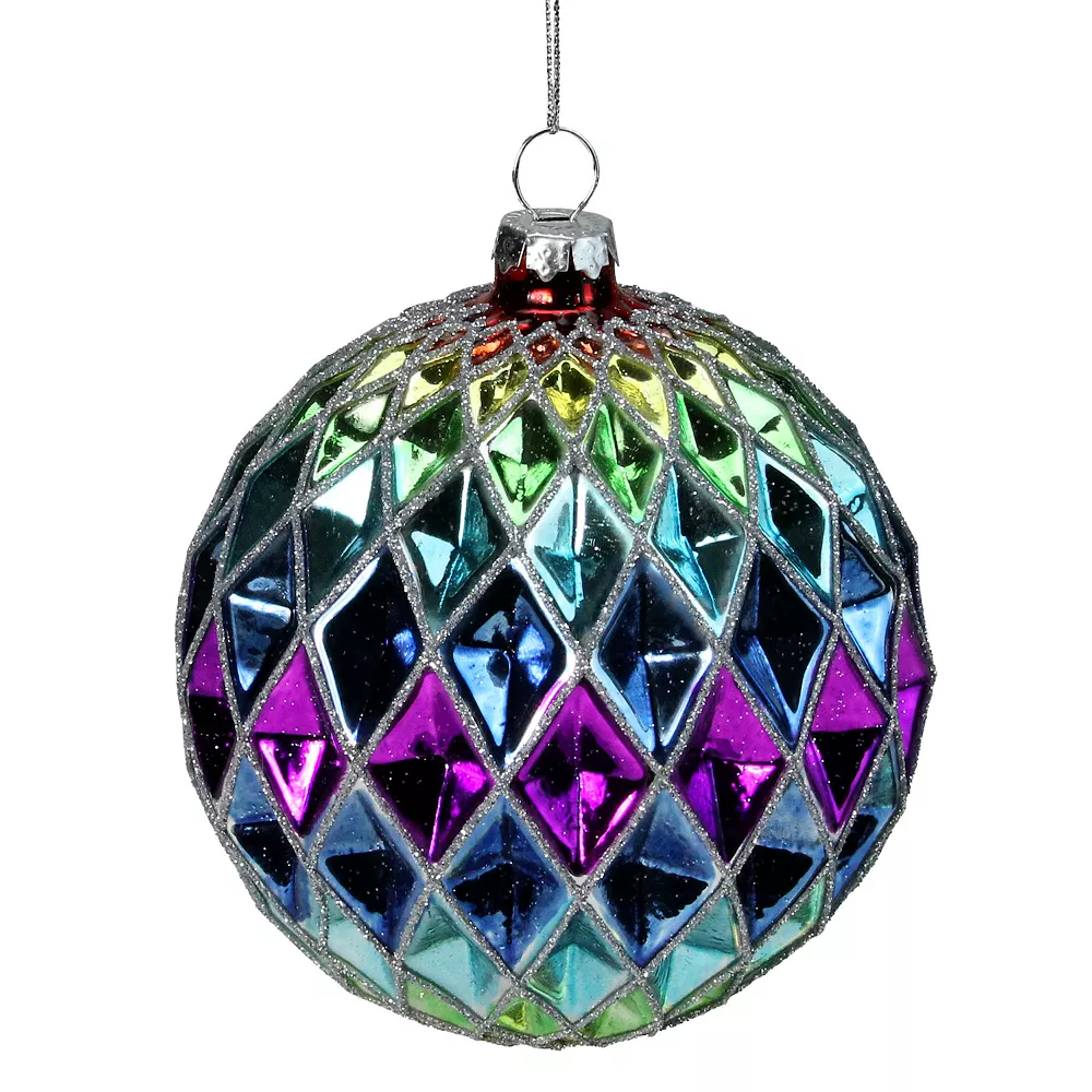 Christmas Central 3.75" Vibrantly Colored 2-Finish Harlequin Glass Christmas Ball Ornament